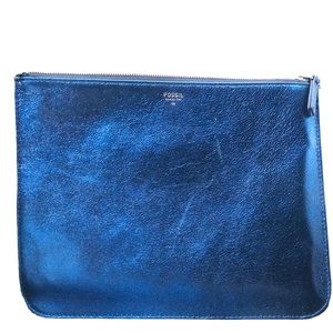 Blue Metallic Clutch by Fossil, Gently-pre-used